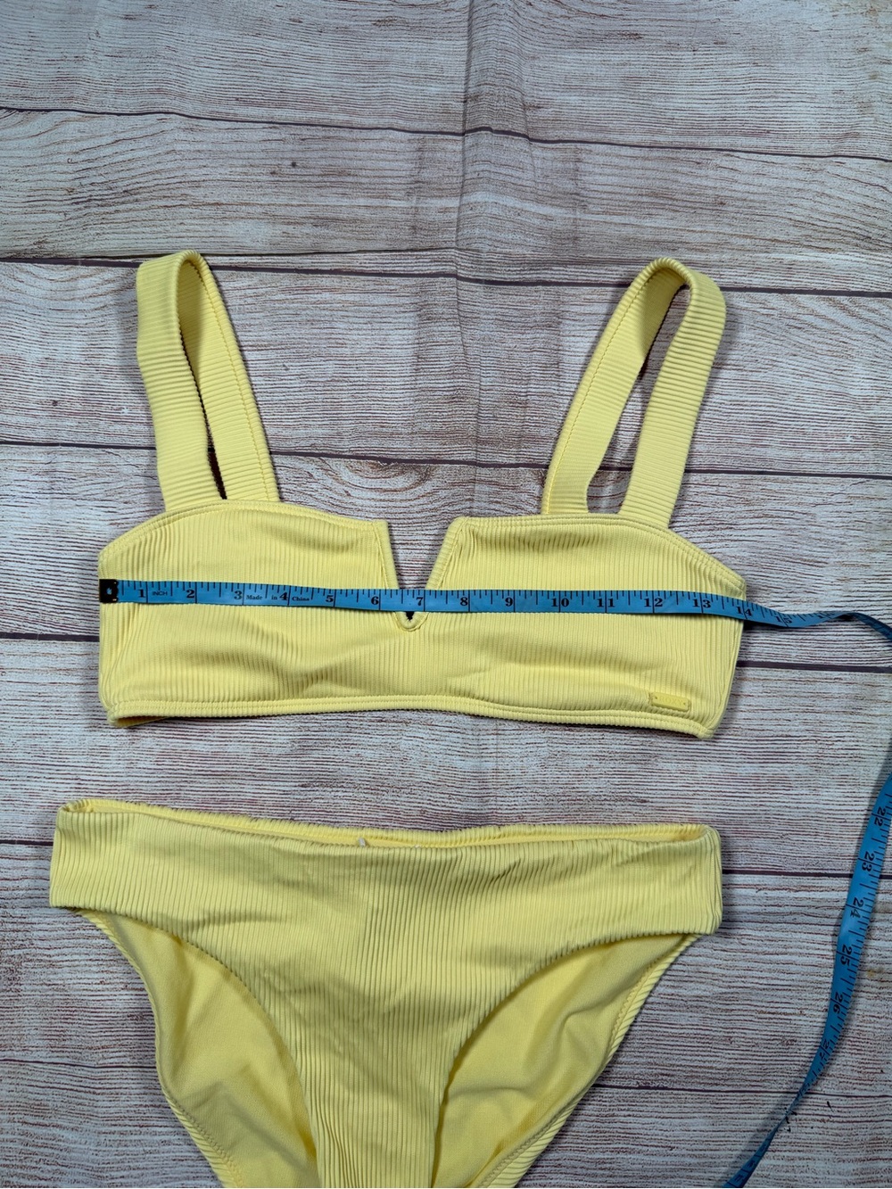 Roxy Yellow Ribbed V-Notch Bikini Set - Picture 4 of 9